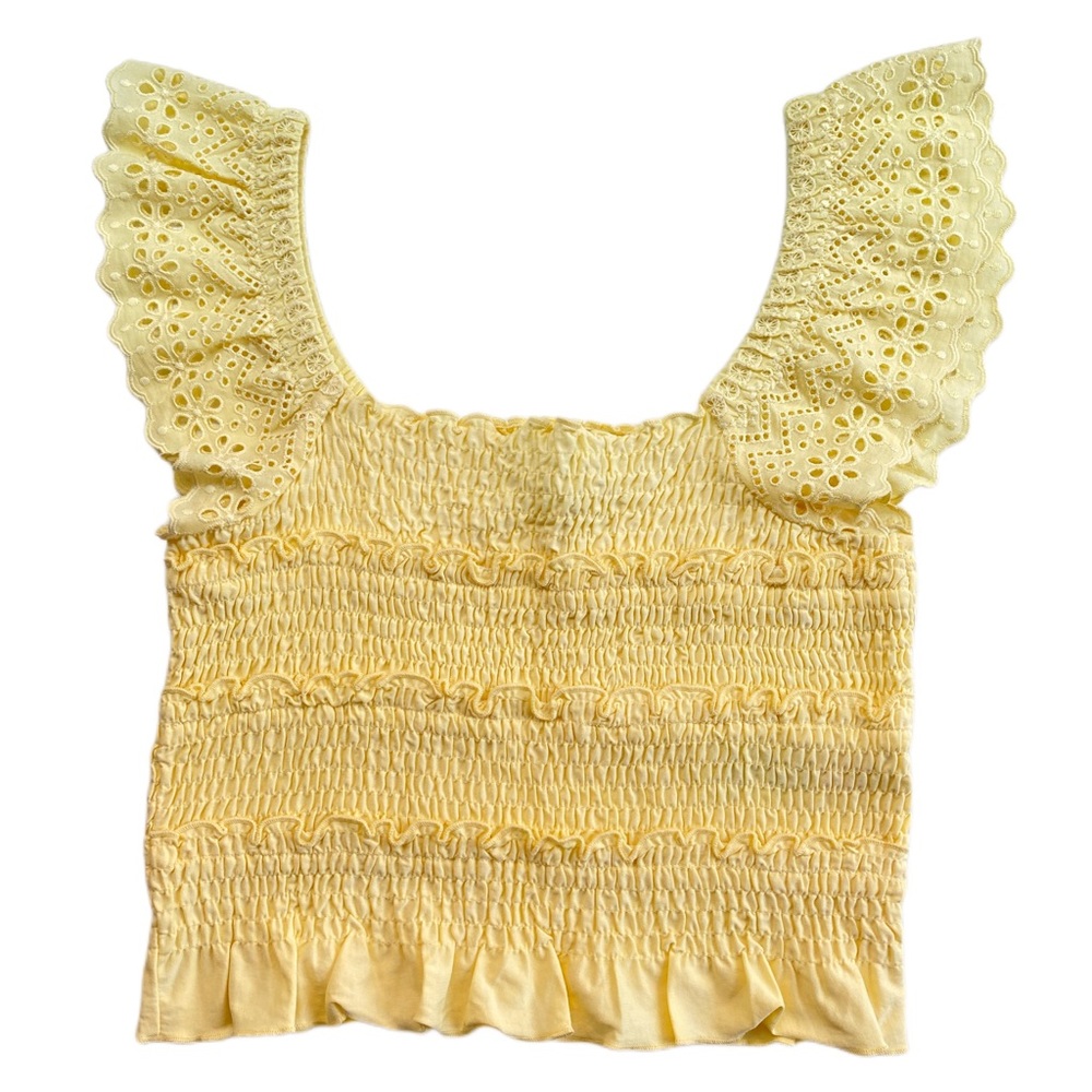 Topshop Shirred Frill Sleeve Top